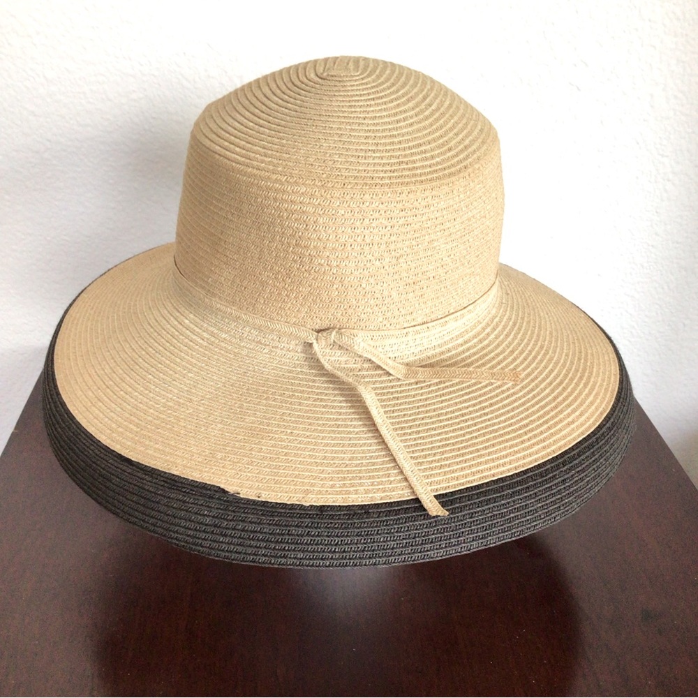 San Diego Hat Company Tan/Black Large Brim Straw Hat